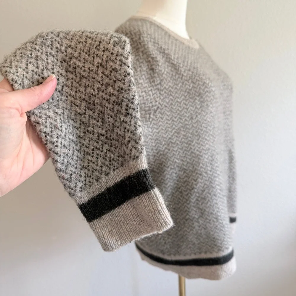 J.Crew Mens Merino Wool Blend Donegal Herringbone Crewneck Sweater Large